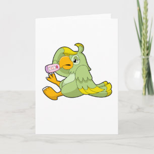 Cartão Papagaio com termômetro clínico