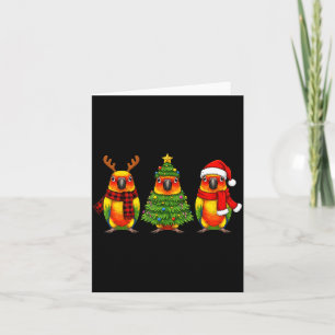 Cartão Papagaio Conure Sol Natal Retro Papai Noel Rena
