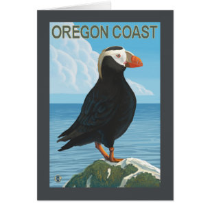 Cartão Papagaio-do-mar adornado costa de Oregon