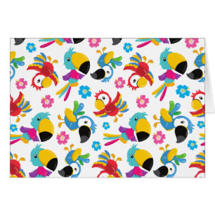 Cartão Papagaios Coloridos, Papagaios Tropicais, Pássaros
