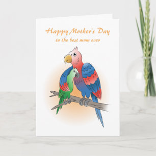 Cartão Papagaios Fofos Feliz Dia das Mães