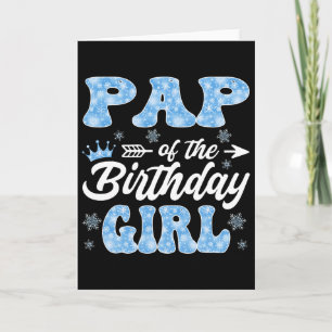 Cartão Papai da Menina de Aniversário Flocos de Neve Inve