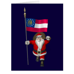 Cartão Papai Noel Acenando Bandeira Da Geórgia