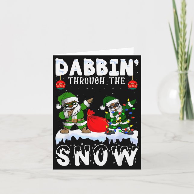 Cartão Papai Noel Afro-Americano Preto Dabbing Natal (Frente)