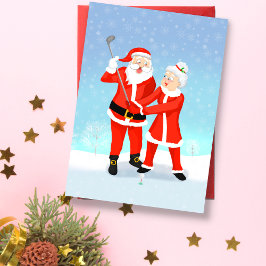 Cartão Papai Noel ajudando a Sra. Claus com seu swing de