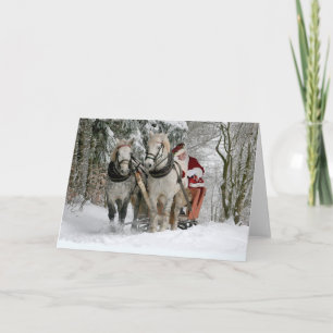 Cartão Papai Noel anda de trenó