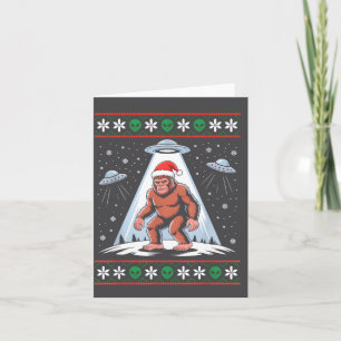 Cartão Papai Noel Bigfoot ET Alien Divertido Natal Feio S