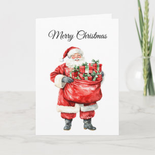 Cartão Papai Noel Bolsa de Presentes Natal