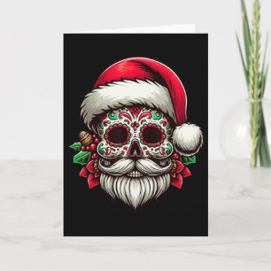 Cartão Papai Noel Caveira de Açúcar México Calavera Natal