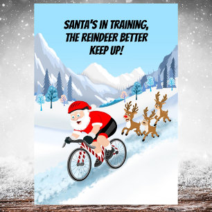Cartão Papai Noel Ciclista com Renas