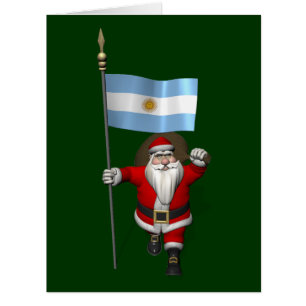 Cartão Papai Noel com a bandeira de Argentina