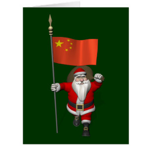 Cartão Papai Noel com a bandeira de China