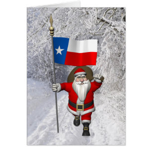 Cartão Papai Noel com a bandeira de Texas