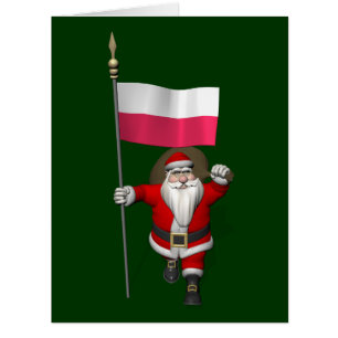 Cartão Papai Noel com a bandeira do Polônia