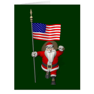 Cartão Papai Noel com a bandeira dos EUA