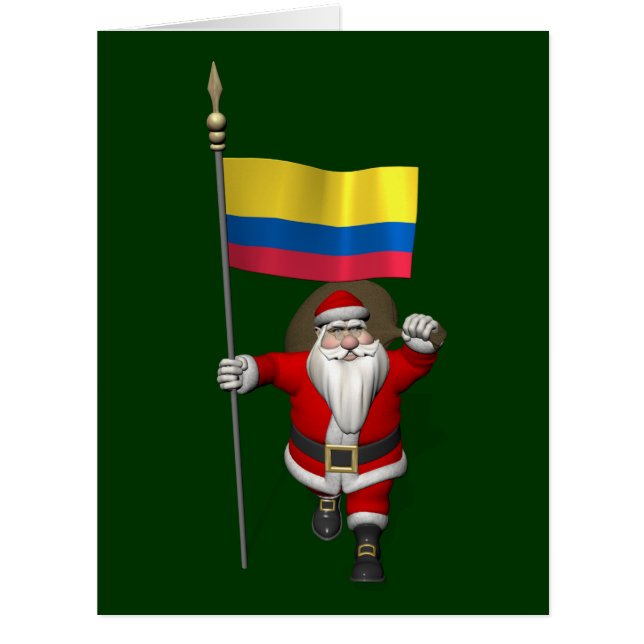 Cartão Papai Noel Com Alferes Da Colômbia (Frente)