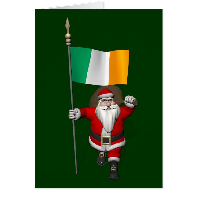 Cartão Papai Noel Com Alferes Da Irlanda (Frente)