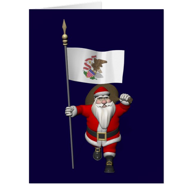 Cartão Papai Noel Com Alferes De Illinois (Frente)