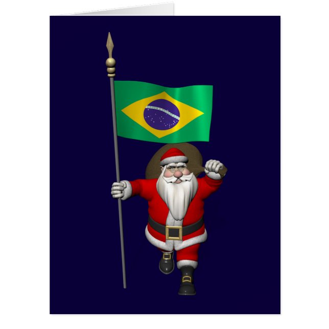 Cartão Papai Noel Com Alferes Do Brasil (Frente)