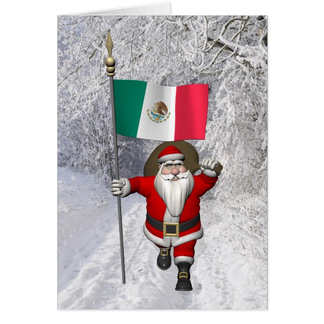 Cartão Papai Noel Com Alferes Do México (Frente)