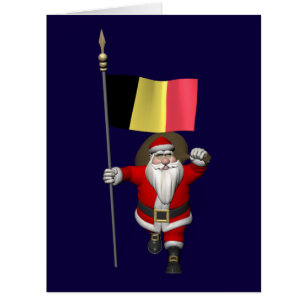 Cartão Papai Noel Com Bandeira Da Bélgica