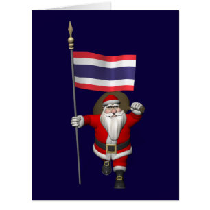 Cartão Papai Noel Com Bandeira Da Tailândia