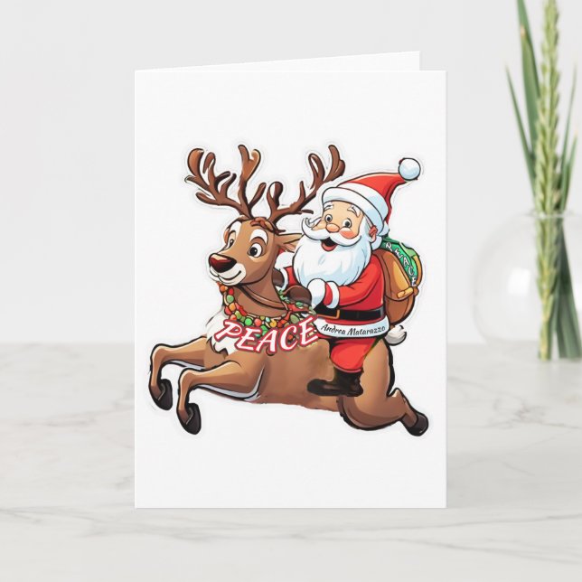 Cartão Papai Noel com Presentes de Paz (Frente)