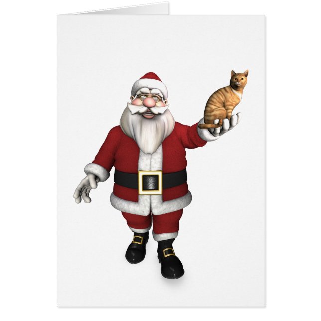 Cartão Papai Noel com Tabby Vermelho (Frente)