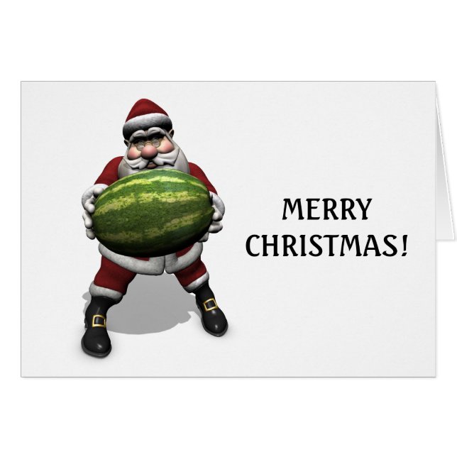 Cartão Papai Noel com uma imensa melancia (Frente Horizontal)