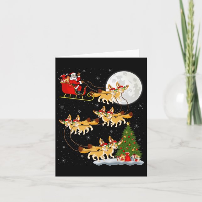 Cartão Papai Noel da Raposa Fennec Voador Divertido Mágic (Frente)