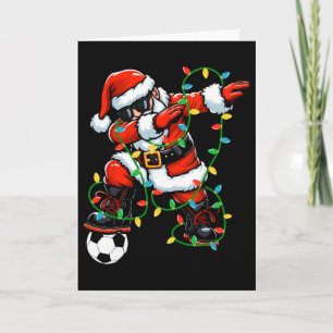 Cartão Papai Noel Dabbing Futebol Luzes de Natal Futebol