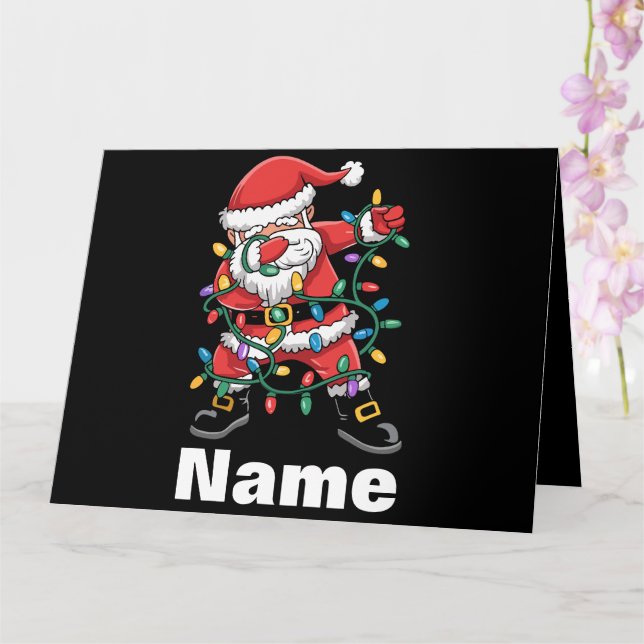 Cartão Papai Noel Dançando Presente de Natal Personalizad (Orquídea)