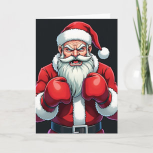 Cartão Papai Noel de Boxe de Natal