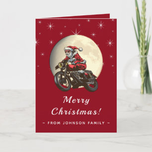 Cartão Papai Noel de Motoqueiro Andando de Motocicleta Lu