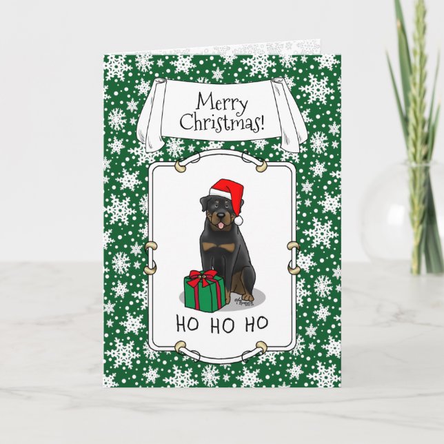 Cartão Papai Noel de Natal Que Rottweiler Cachorro Engraç (Frente)