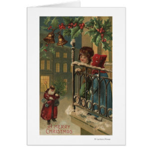 Cartão Papai noel de observação de GreetingKids do Nata