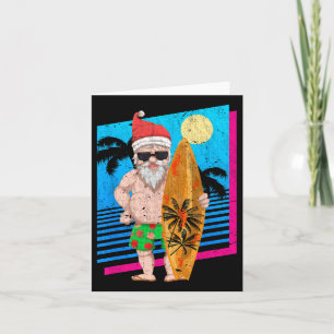 Cartão Papai Noel de Surfe de Verão Tropical Natal Divert