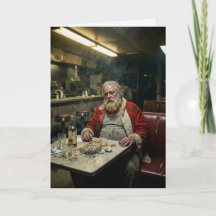 Papai Noel Desgrenhado Lanchonete Fumando Humor Ne