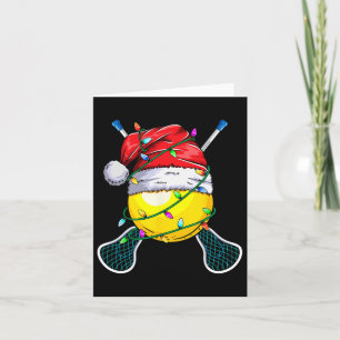 Cartão Papai noel desportiva - Jogador de Lacrosse de Nat