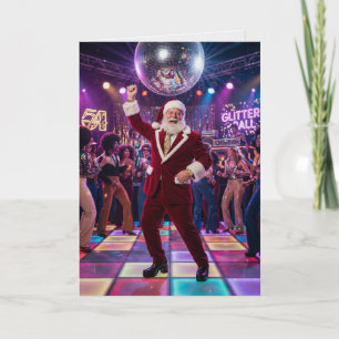 Cartão Papai Noel Disco Anos 70 Natal Retrô