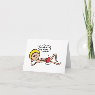 Cartão Papai Noel Divertido Está Aqui Humor de Natal