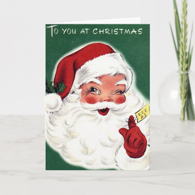 Cartão Papai Noel do Natal Retrô (Frente)