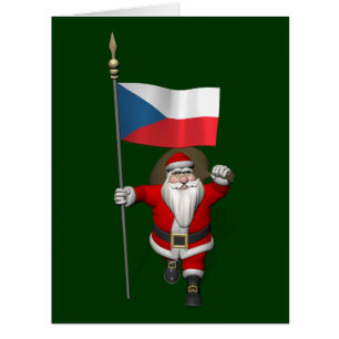 Cartão Papai Noel doce com a bandeira da república checa