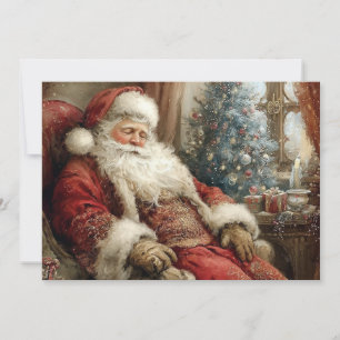 Cartão Papai Noel Dormindo Feliz Natal Flat