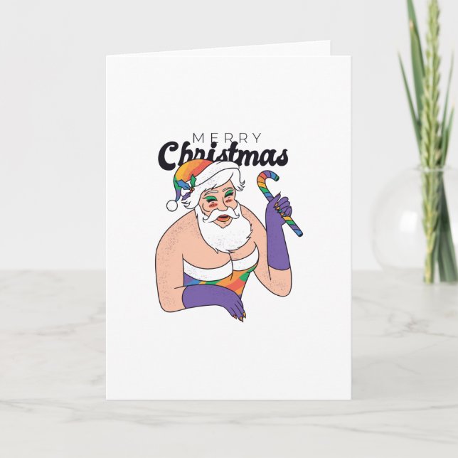 Cartão Papai Noel drag queen (Frente)