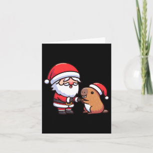 Cartão Papai Noel e Capivara Apertando as Mãos de Meninos