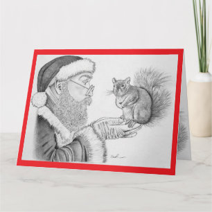 Cartão Papai Noel e Esquilo