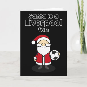 Cartão Papai Noel É Fã de Futebol do Liverpool Engraçado