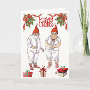 Cartão Papai Noel e Mamãe Noel 🤶 Bonecas de papel com ro