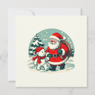 Cartão Papai Noel e pequeno urso polar
